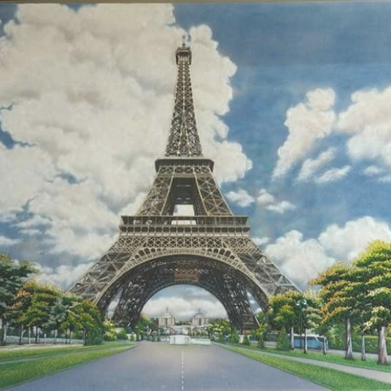 Tranh Đá Quý Cảnh Tháp Eiffel PC 0048 - Tranh Đá Quý Long Châu Bảo Ngọc