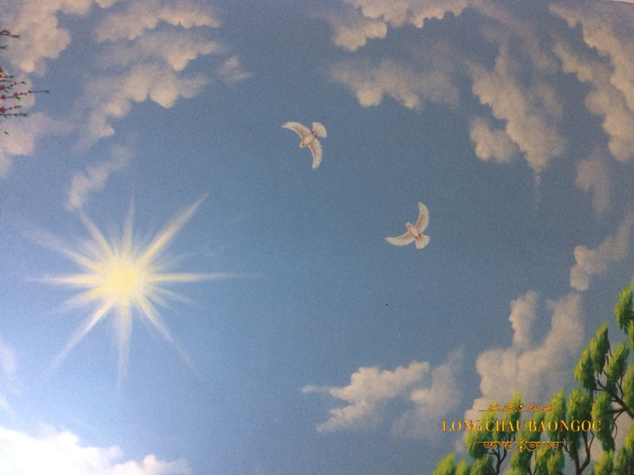 vẽ trần mây và mặt trời